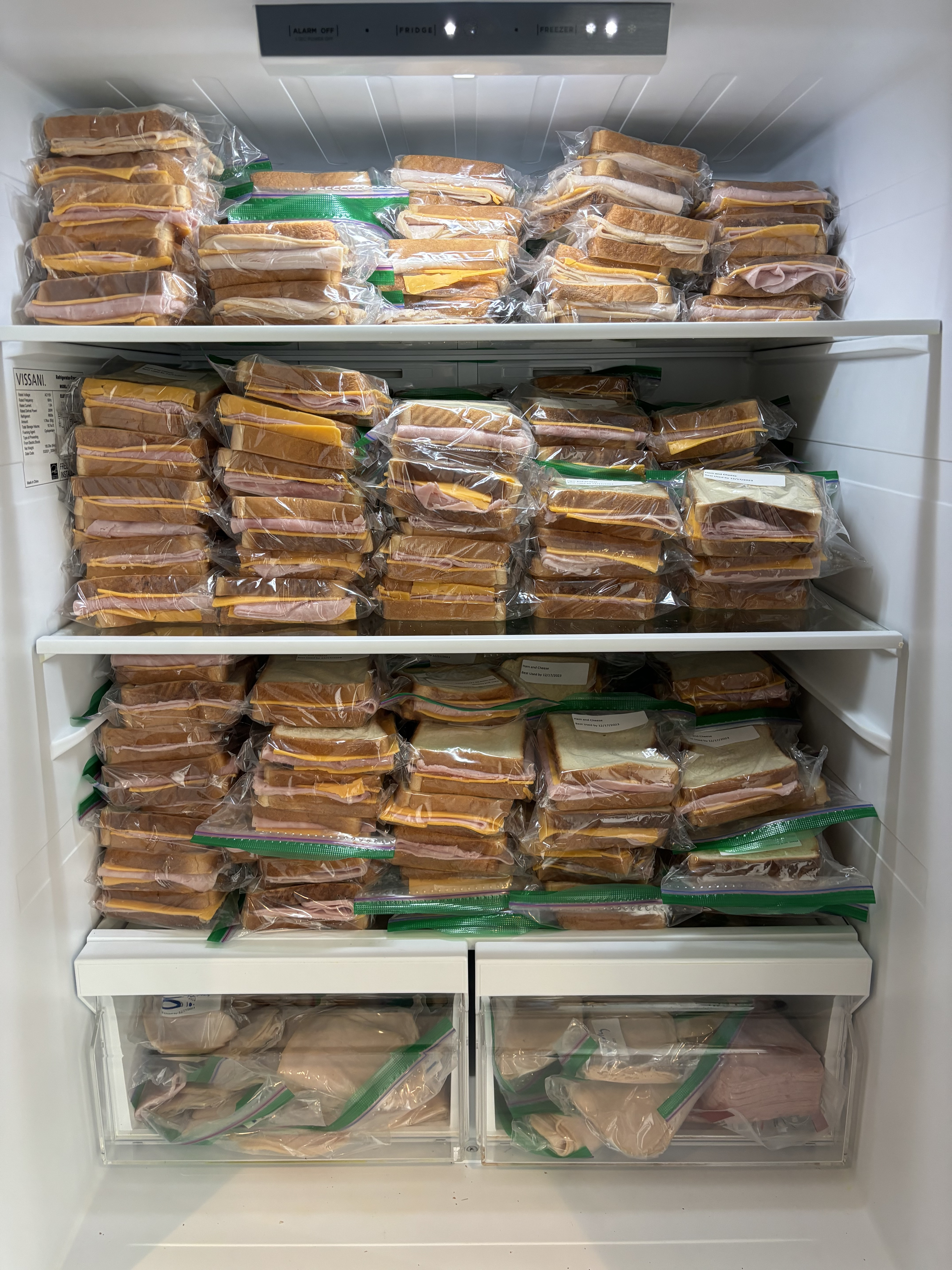 sandwiches in fridge